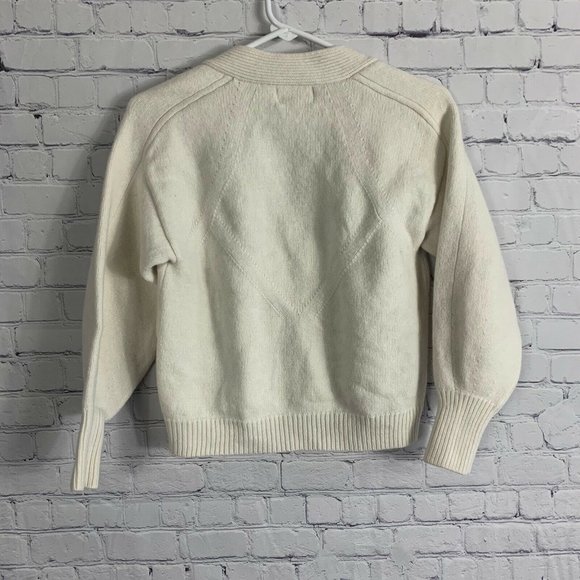 Loulou Studio Zanzibar Wool Cashmere Cardigan Cropped Ivory Sweater Size XS - Picture 4 of 7